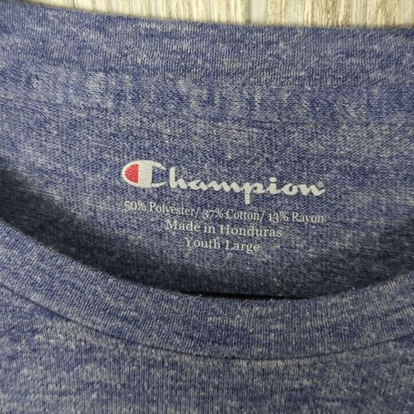 Vintage Champion Yale T-Shirt Heather Blue Youth Large - Picture 5 of 7